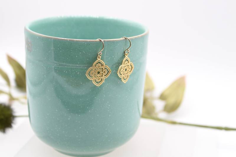 Bohemian Boho | 14K Gold Filled Ohrringe Mit 925 Silber 24K Vergoldeter Blume Lasercut Mandala Karma Boho von TOHO925