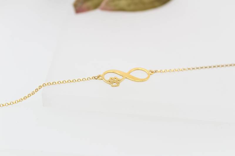 Infinity Paw | 14K Gold Filled Armband Mit Infinity & Pfote Symbol 925 Silber 24K Unendlich Buchstabe Initial Personialisierbar von TOHO925