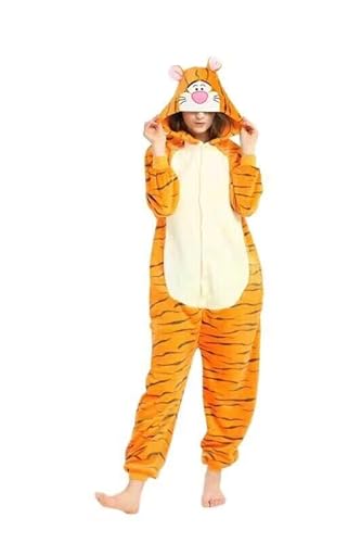 TOHYOZIJ Unisex Adult Animal Onesie Pajamas Halloween Carnival Cosplay Costume, Plush One Piece Cosplay Suit for Adults, Women and Men Homewear (Tigger, X-Large) von TOHYOZIJ