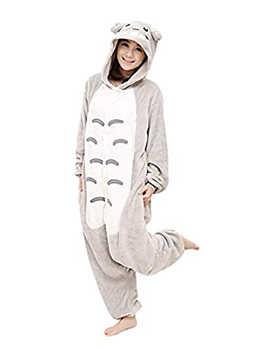 TOHYOZIJ Unisex Adult Animal Onesie Pajamas Halloween Carnival Cosplay Costume, Plush One Piece Cosplay Suit for Adults, Women and Men Homewear (Totoro, Small) von TOHYOZIJ