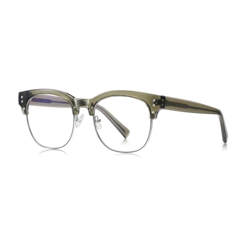 TOIPASTN Brillenfassung Herren Tr90 Klare Gläser Retro Brille Anti Blaulicht CP, Grüner silberner Rahmen, Einheitsgröße von TOIPASTN