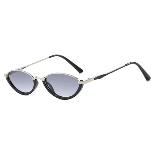 TOIPASTN Cat Eye Damen Herren Metallrahmen Sonnenbrille Retro UV400 (Schwarz Farbverlauf Grau) von TOIPASTN