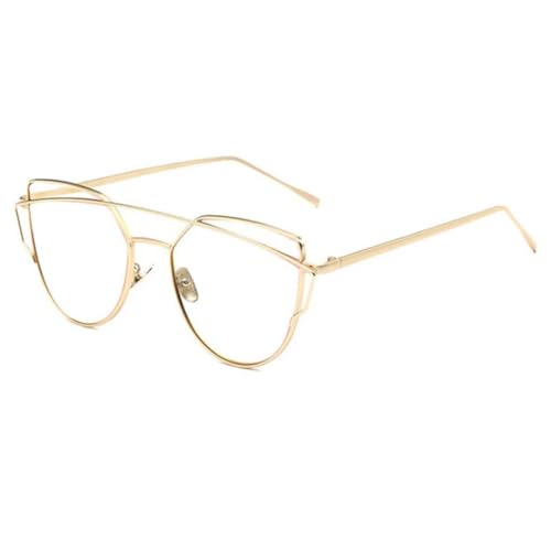 TOIPASTN Cat Eye Fashion Sonnenbrille Herren Damen Brillen (A01 Gold Klar) von TOIPASTN