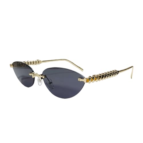 TOIPASTN Cat Eye Nieten Sonnenbrille Damen Luxusmode (Gold Schwarz) von TOIPASTN