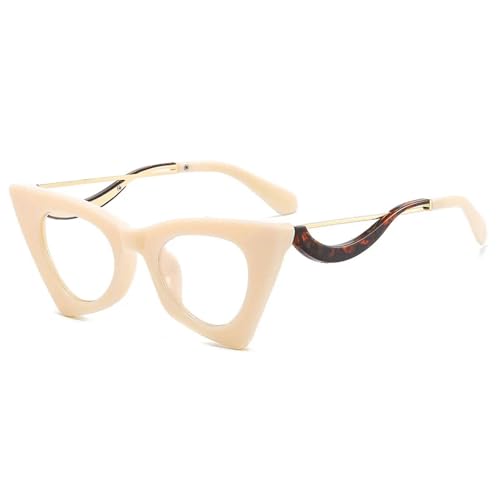 TOIPASTN Cat Eye Sonnenbrille Damen Punk Sonnenbrille Fashion UV400 (Beige) von TOIPASTN