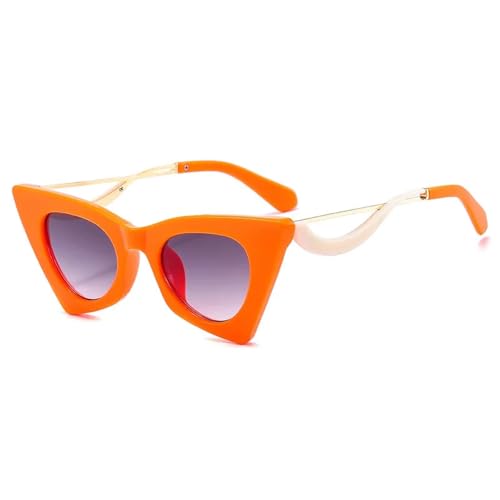 TOIPASTN Cat Eye Sonnenbrille Damen Punk Sonnenbrille Fashion UV400 (Orange-Grau) von TOIPASTN