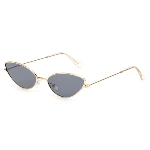 TOIPASTN Cat Eye Sonnenbrille Damen Retro Kleine Sonnenbrille Weiblich UV400 (Gold-Schwarz Grau) von TOIPASTN