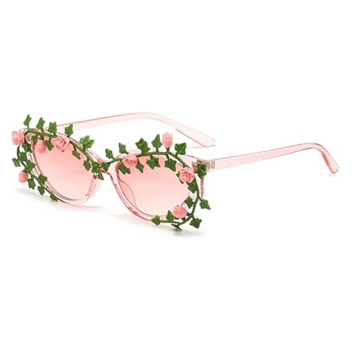 TOIPASTN Cat Eye Sonnenbrille Damenmode Kleine Rahmen Punk Sonnenbrille UV400 (Pink-Pink) von TOIPASTN
