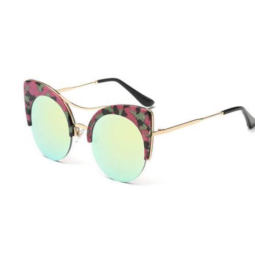 TOIPASTN Cat Eye Sonnenbrille Herren Damen Fashion Brillen UV400 (YB82 Flower Gold) von TOIPASTN