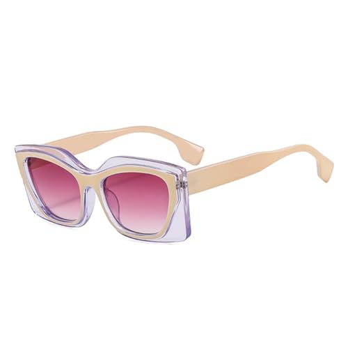 TOIPASTN Cat-Eye-Sonnenbrille mit transparentem Rahmen, UV400, für Damen und Herren, Luxus (beige/lila) von TOIPASTN