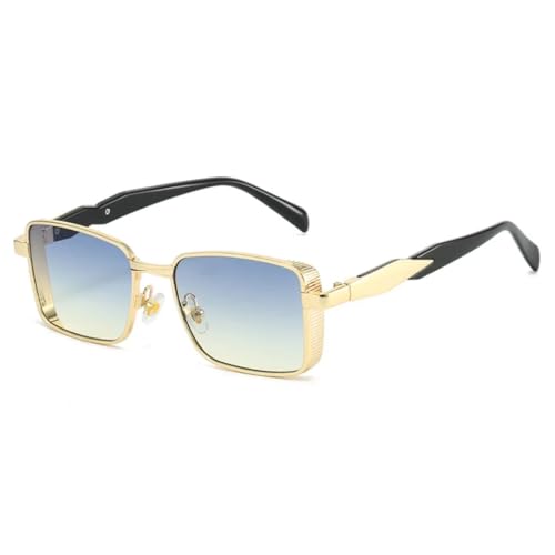 TOIPASTN Damen Metall Sonnenbrille Herren Punk Luxus UV400 (Gold-Grün-Gelb) von TOIPASTN