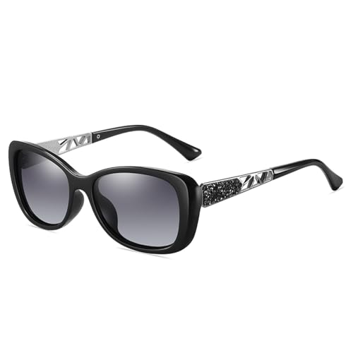TOIPASTN Damen-Sonnenbrille mit Farbverlauf, polarisierte Gläser, Luxus-UV400-Schutz, modische Brille (Schwarz-Grau) von TOIPASTN