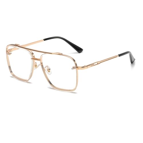 TOIPASTN Gradienten Sonnenbrille Herren Mode Metall Big Frame Sonnenbrille Luxus (Gold Transparent) von TOIPASTN