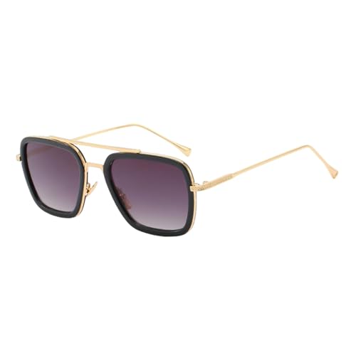TOIPASTN Herren Damen Sonnenbrillen Brillen Steampun (Gold Doppelgrau) von TOIPASTN