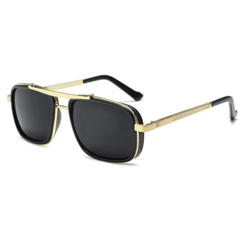 TOIPASTN Herren Punk Sonnenbrille Vintage Fashion Uv400 (Gold Schwarz) von TOIPASTN