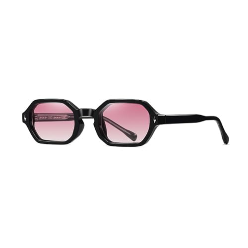 TOIPASTN Kleine Rahmen Vintage Sonnenbrille Damen Herren Sonnenbrille Luxus Punk Nieten (Schwarz Pink) von TOIPASTN