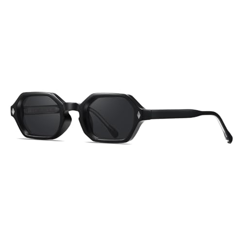 TOIPASTN Kleine Rahmen Vintage Sonnenbrille Damen Herren Sonnenbrille Luxus Punk Nieten (Schwarz Schwarz) von TOIPASTN