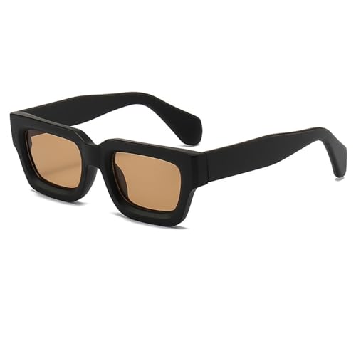 TOIPASTN Kleine Sonnenbrille mit dickem Rahmen für Herren und Damen, UV400 (C6 Mattschwarztee) von TOIPASTN