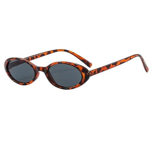TOIPASTN Kleine ovale Sonnenbrille Damen Herren Vintage Cat Eye Punk UV400 (Leopard-Schwarz) von TOIPASTN