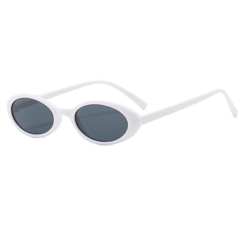 TOIPASTN Kleine ovale Sonnenbrille Damen Herren Vintage Cat Eye Punk UV400 (Weiß-Schwarz) von TOIPASTN