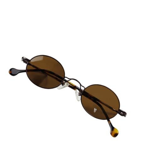 TOIPASTN Kleine ovale Sonnenbrille aus Metall für Damen und Herren, Punk, Vintage (Schildpattbraun) von TOIPASTN