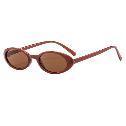 TOIPASTN Kleine ovale Sonnenbrille für Damen und Herren, Vintage, Katzenauge, Punk, UV400 (braun-braun) von TOIPASTN