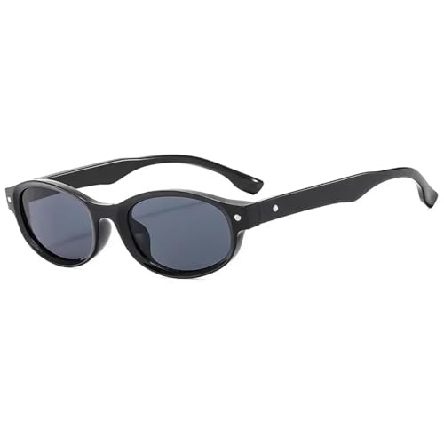 TOIPASTN Kleine ovale Sonnenbrille für Damen und Herren, luxuriöse Sonnenbrille (schwarz/grau) von TOIPASTN