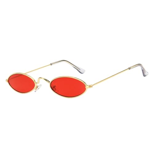 TOIPASTN Kleine ovale Vintage-Sonnenbrille mit Metallrahmen (rot) von TOIPASTN