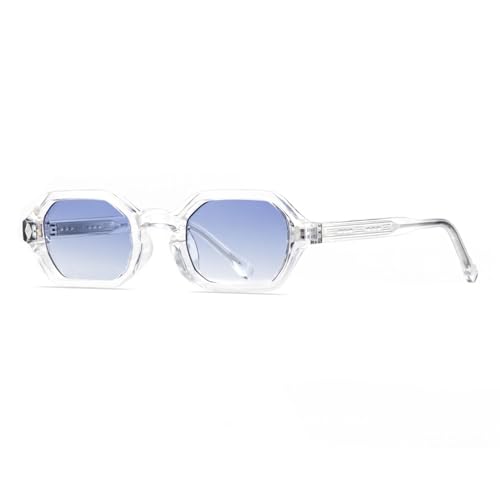 TOIPASTN Kleiner Rahmen Vintage Sonnenbrille Damen Herren Sonnenbrille Luxus Punk Nieten (Klar Blau) von TOIPASTN