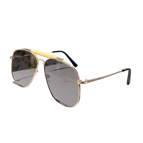 TOIPASTN Luxuriöse übergroße Sonnenbrille für Damen und Herren, Vintage, Punk, Metall, UV400, grau, Einheitsgröße von TOIPASTN