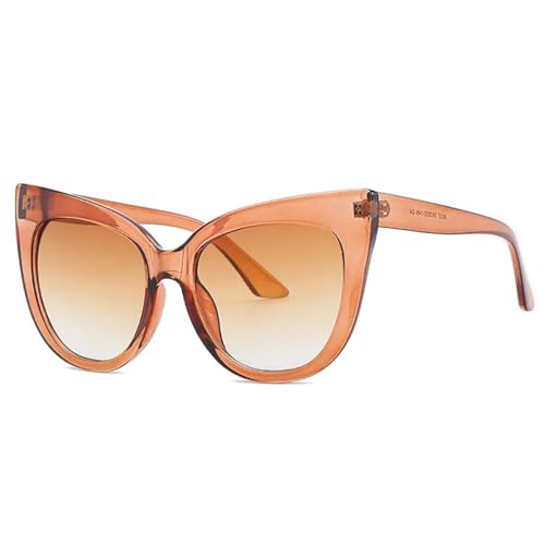 TOIPASTN Luxus-Sonnenbrille für Damen, übergroß, Katzenauge, Vintage, rund, UV400 (C2 Braun-Braun) von TOIPASTN