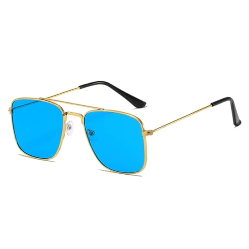 TOIPASTN Metall-Sonnenbrille, UV400, Metall-Sonnenbrille, farbig (Gold-Blau) von TOIPASTN