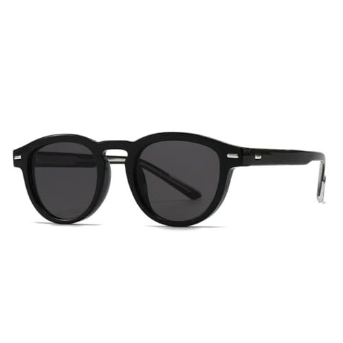 TOIPASTN Mode Oval Damen Luxus Sonnenbrille UV400 Retro Nieten Herren (Schwarz Grau) von TOIPASTN