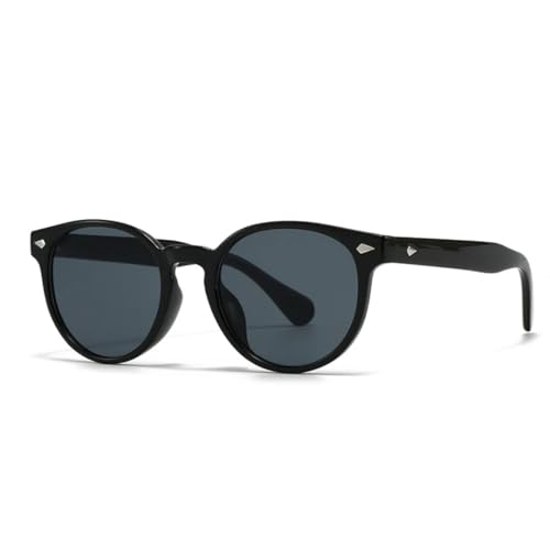 TOIPASTN Mode Oval Damen Sonnenbrille Vintage Nieten Punk Herren UV400 (Schwarz Grau) von TOIPASTN