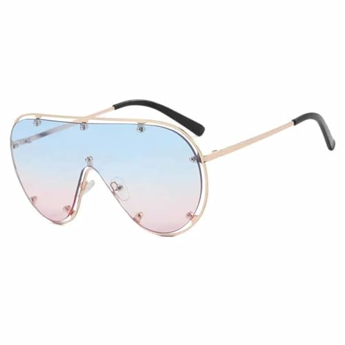 TOIPASTN Modische, unregelmäßige Sonnenbrille für Damen und Herren, Vintage-Sonnenbrille, UV400 (blau/pink) von TOIPASTN