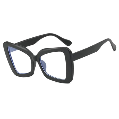 TOIPASTN Modische Brille mit übergroßem Rahmen und Farbverlauf für Damen mit unregelmäßigem Blaulichtfilter (Mattschwarz) von TOIPASTN