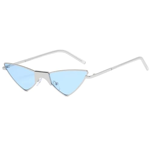 TOIPASTN Modische Cat-Eye-Sonnenbrille für Damen, Legierung, UV400 (C4 Silber-Blau) von TOIPASTN