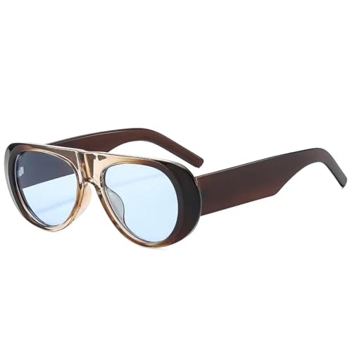 TOIPASTN Modische Damen-Sonnenbrille, Retro-Sonnenbrille, UV400, für Herren, breite Beine (Braun, Champagner, Blau) von TOIPASTN