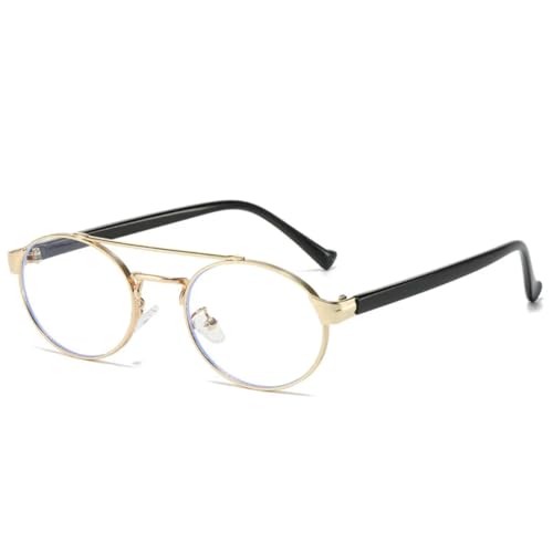 TOIPASTN Modische Retro-Sonnenbrille, klein, oval, für Damen und Herren, Metall, UV400 (Gold, transparent) von TOIPASTN
