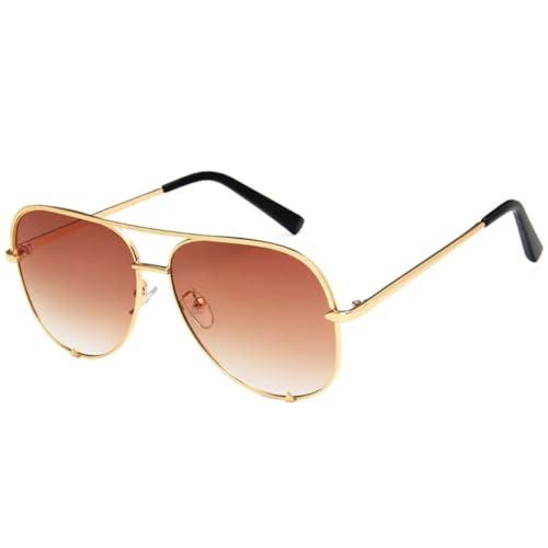 TOIPASTN Modische Sonnenbrille aus Metall für Damen und Herren, Luxus-Sonnenbrille, UV400 (Gold Gradient Tea) von TOIPASTN