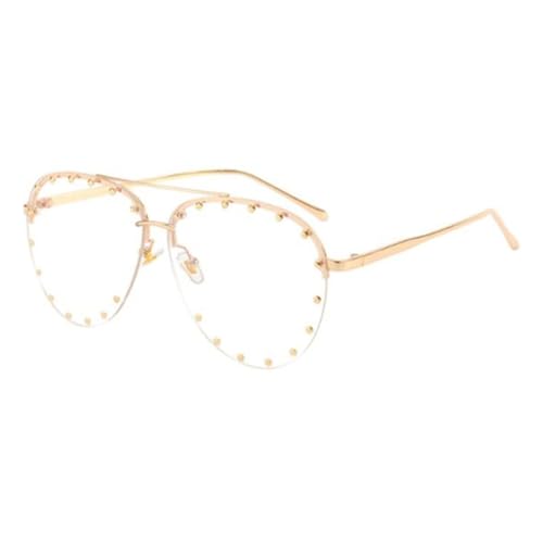 TOIPASTN Modische Sonnenbrille mit Metallnieten für Damen und Herren, UV400 (WEISS) von TOIPASTN