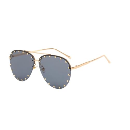 TOIPASTN Modische Sonnenbrille mit Metallnieten für Damen und Herren, UV400 (schwarz) von TOIPASTN