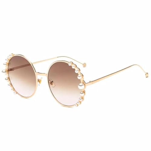 TOIPASTN Modische Sonnenbrille mit rundem Rahmen für Damen und Herren, UV400 (Gold Gradient Tea) von TOIPASTN