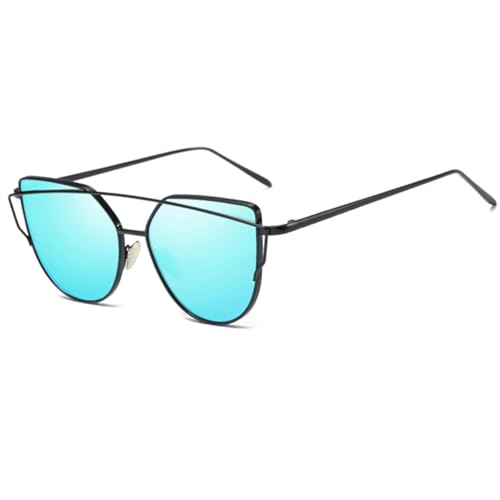 TOIPASTN Modische Vintage-Sonnenbrille für Damen aus Metall (schwarz-blau) von TOIPASTN