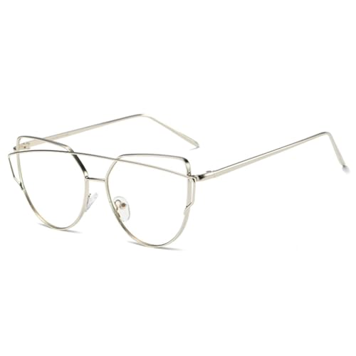 TOIPASTN Modische Vintage-Sonnenbrille für Damen aus Metall (silber-klar) von TOIPASTN