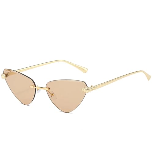 TOIPASTN Modische kleine Katzenaugen-Sonnenbrille für Damen und Herren, Vintage, UV400 (Gold/Champagner) von TOIPASTN