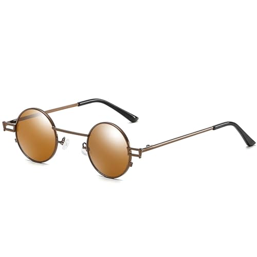 TOIPASTN Modische kleine runde Sonnenbrille für Herren und Damen, Rahmen im Retro-Stil, Steampunk (braun) von TOIPASTN