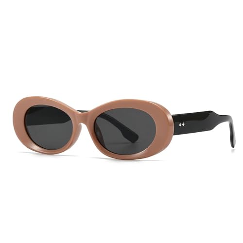 TOIPASTN Modische ovale Damen-Sonnenbrille, Vintage-Stil, Punk, Braun, Schwarz, Grau, Einheitsgröße TOIPASTN Modische ovale Damen-Sonnenbrille, Vintage-Stil, Punk, Braun, Schwarz, Grau, Einheitsgröße von TOIPASTN