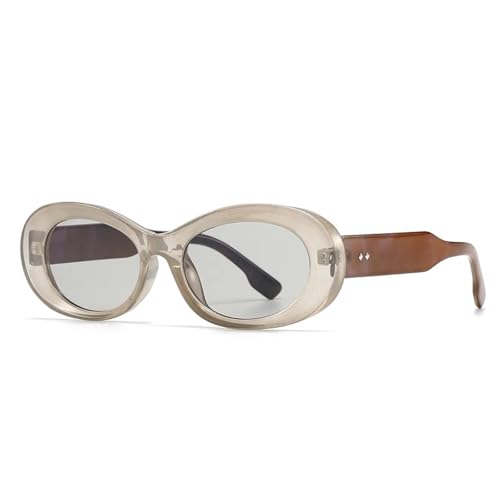 TOIPASTN Modische ovale Damen-Sonnenbrille, luxuriös, Vintage, Punk-Stil, für Herren (grau, hellgrau) von TOIPASTN