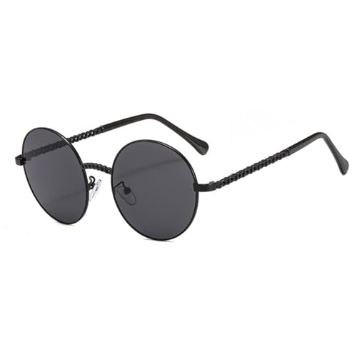 TOIPASTN Modische runde Sonnenbrille mit Kette, Vintage-Rahmen für Damen (C1, Goldgrau) von TOIPASTN